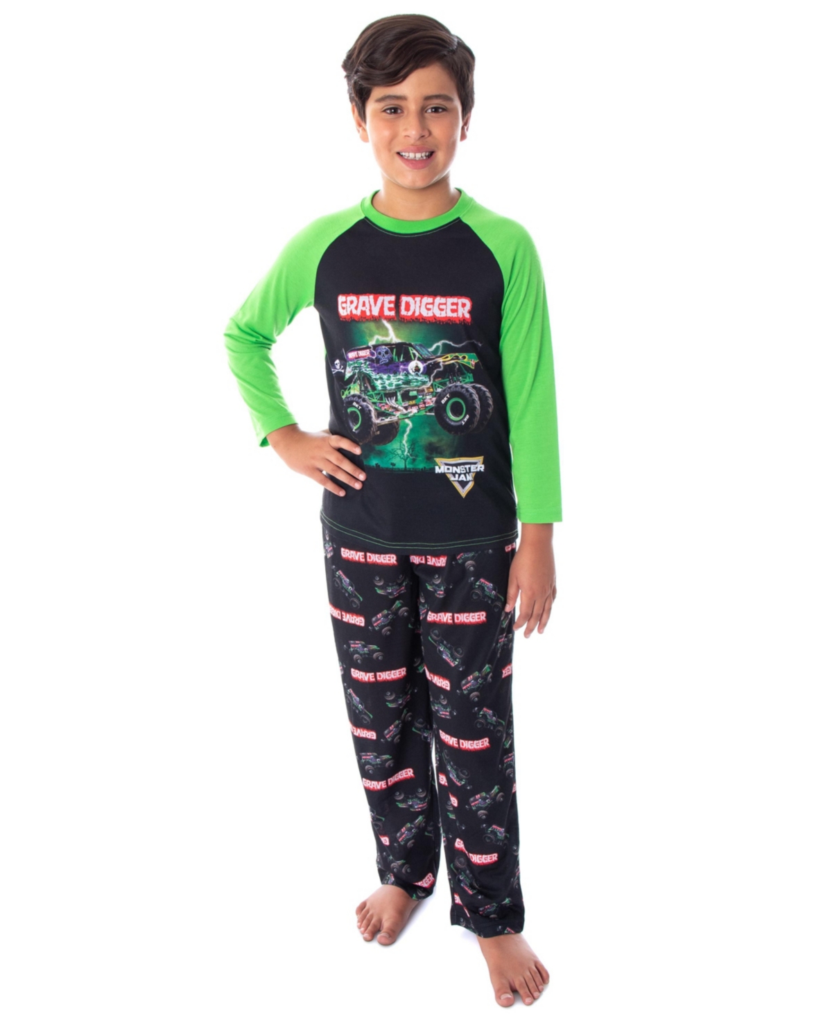 Monster Jam BoysMonster Truck Shirt And Pants Pajama Set - Grave digger