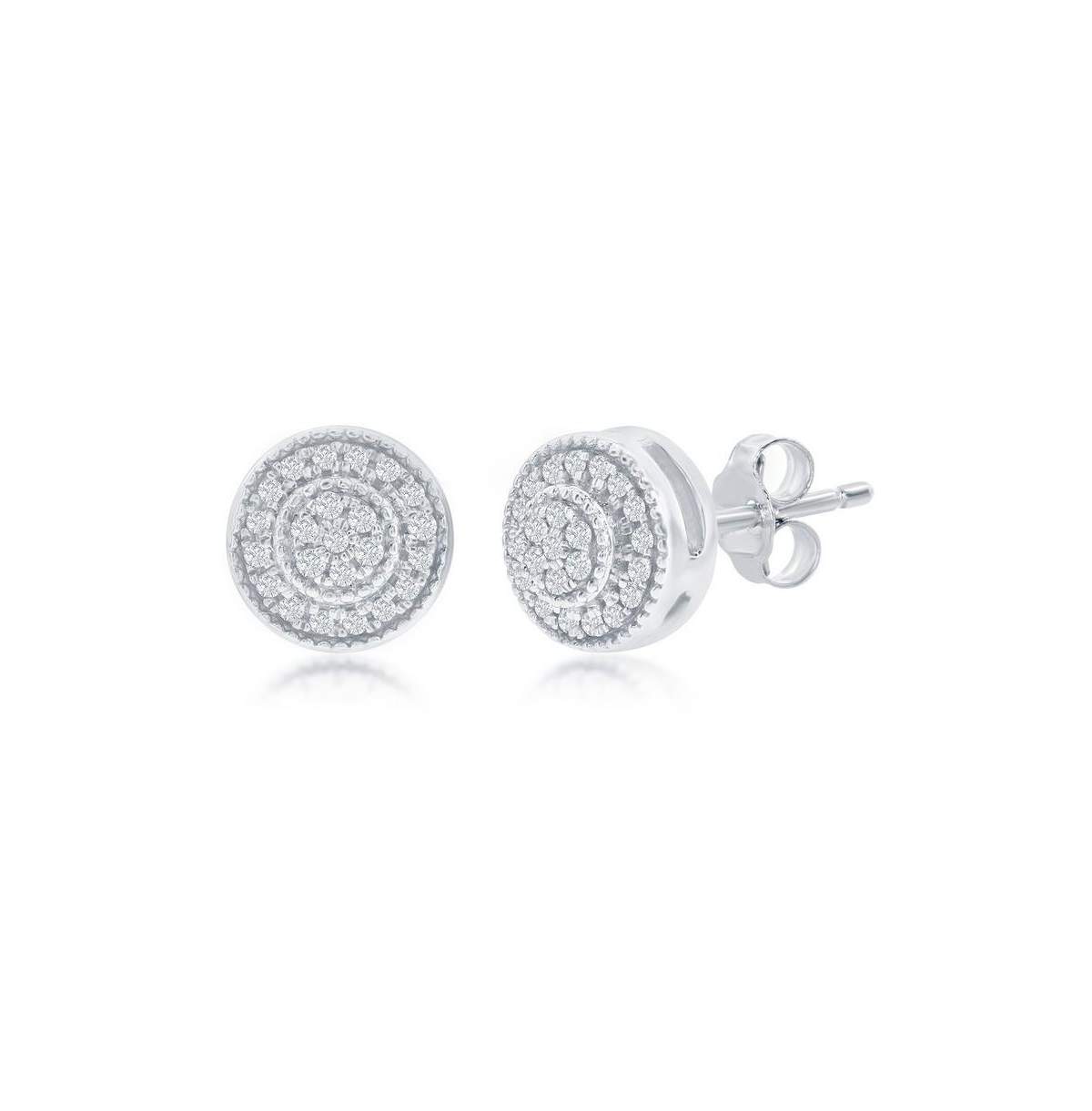 SIMONA ROUND HALO DIAMOND STUD EARRINGS (0.1 CT. T.W.) 46 STONES IN STERLING SILVER