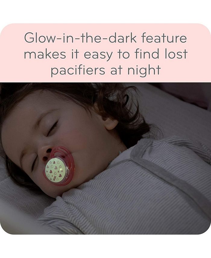 NUK Airflow GlowinTheDark Pacifiers, Baby Girls, 06 Months, 2 Pack