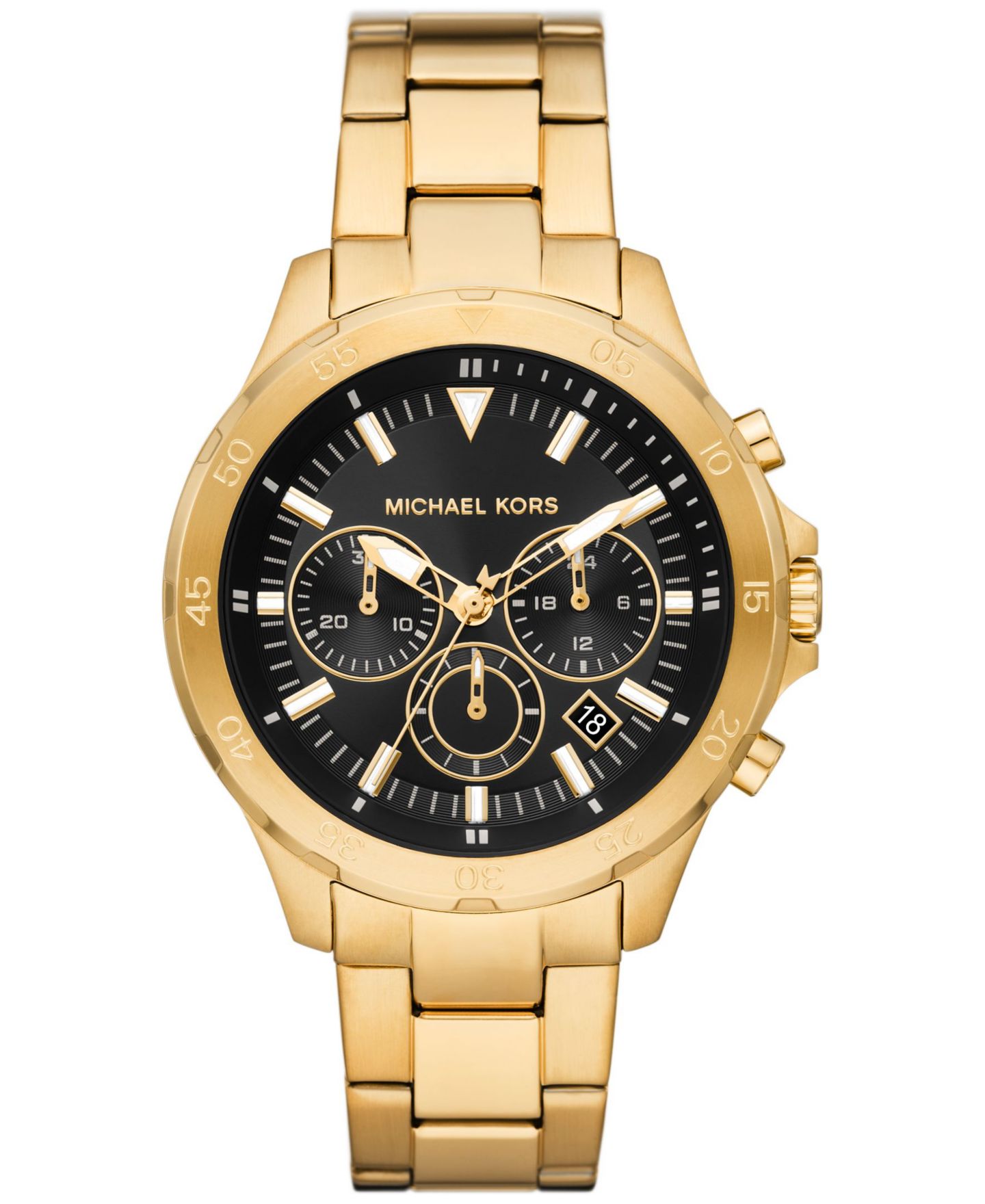 Мужские хронограф-часы Michael Kors Greyson золотистые 43мм — фото 1