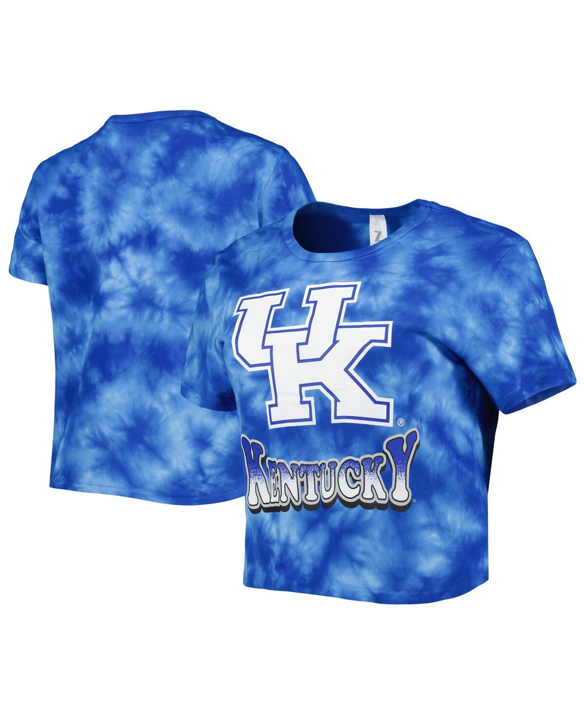 Shop Zoozatz Women's  Royal Kentucky Wildcats Cloud-dye Cropped T-shirt