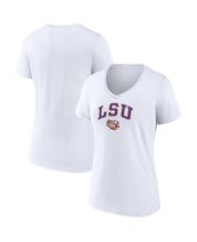 LSU Tigers Profile Women's Plus Size Striped Tailgate Scoop Neck T-Shirt -  Purple
