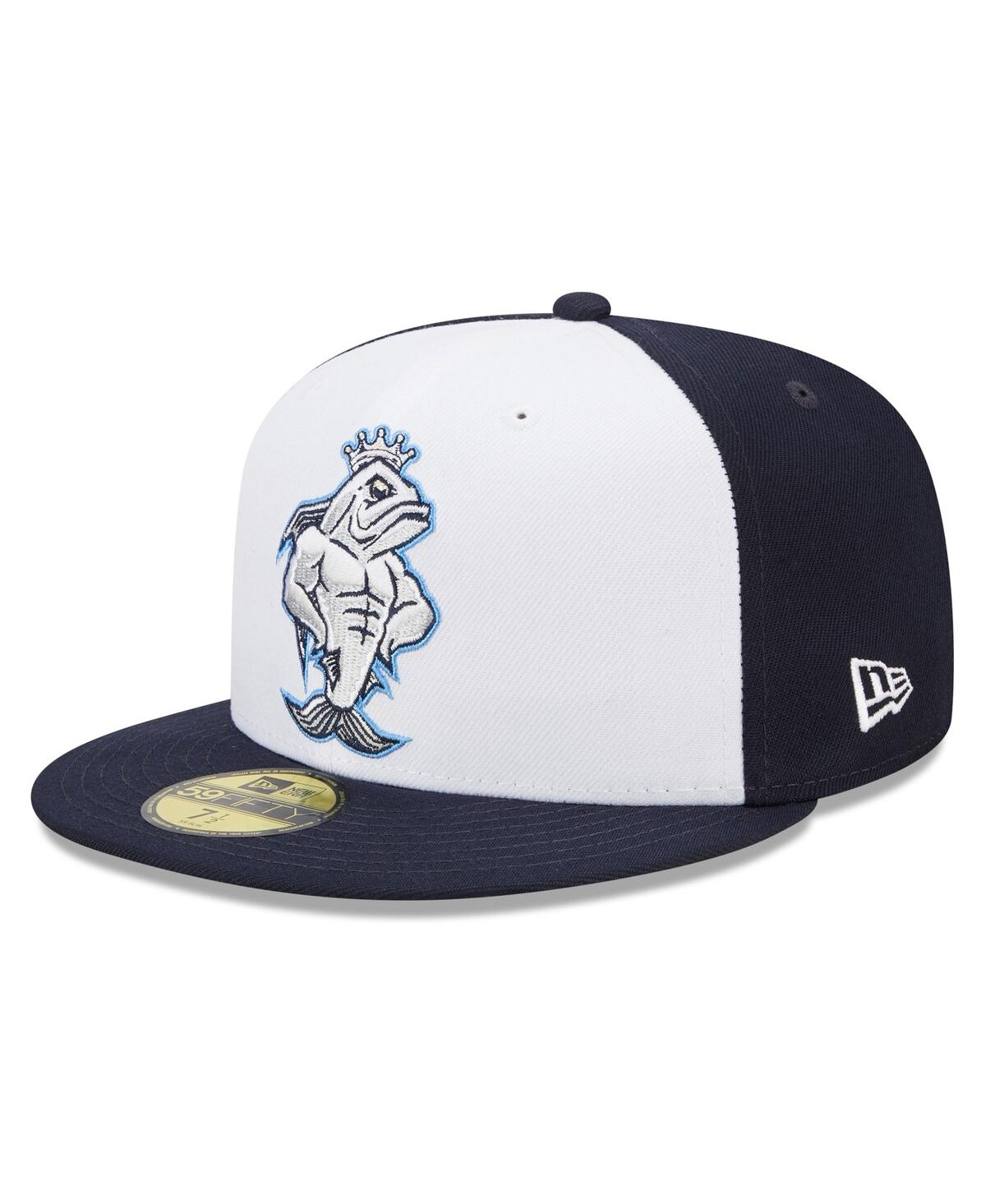 NEW ERA MEN'S NEW ERA WHITE, NAVY TAMPA TARPONS MARVEL X MINOR LEAGUE 59FIFTY FITTED HAT