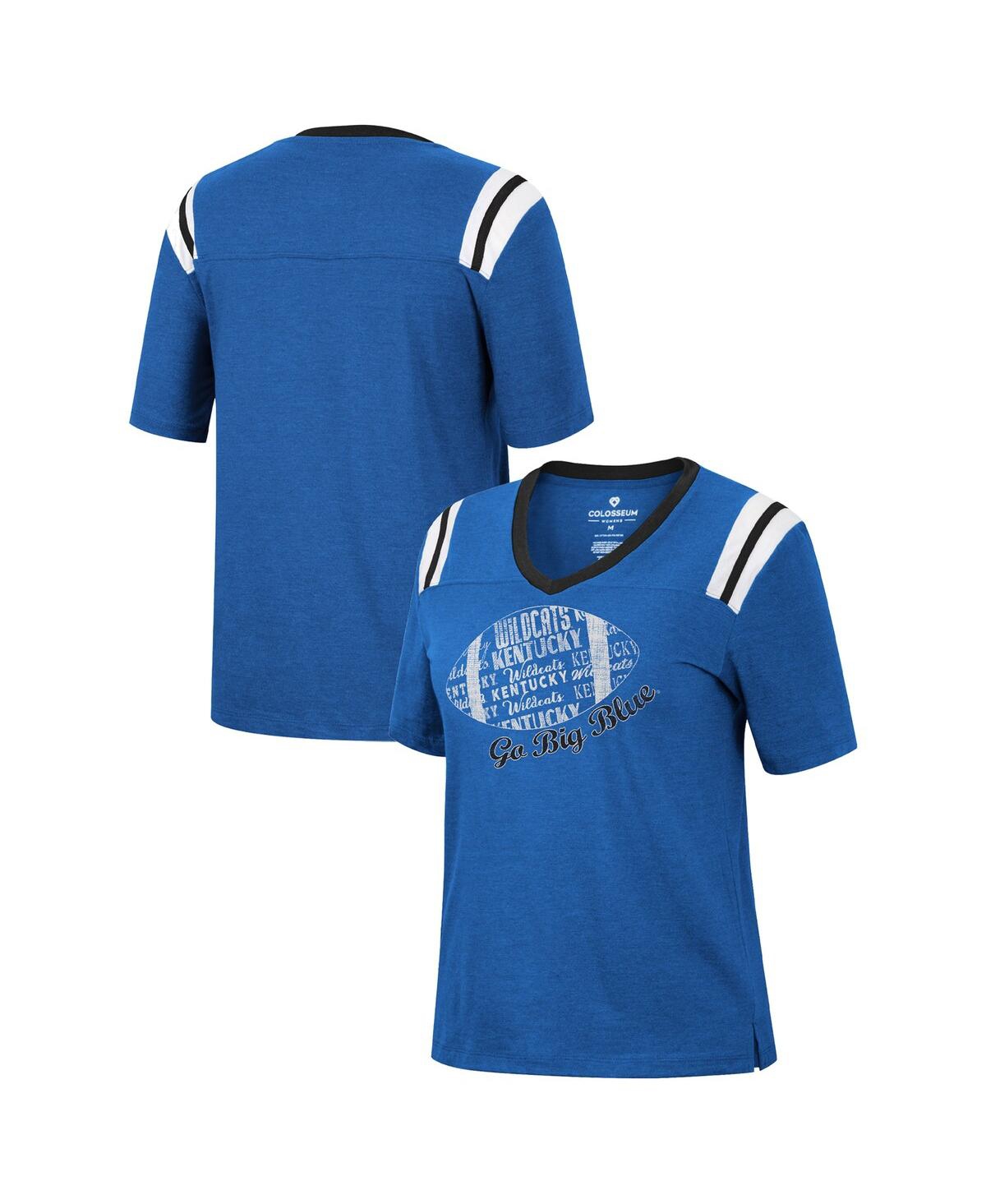 Colosseum Women's  Heathered Royal Kentucky Wildcats 15 Min Early Football V-neck T-shirt