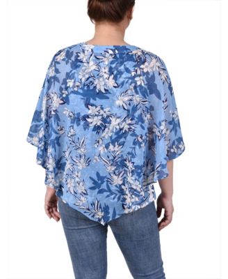 Women's Chiffon Poncho Top with Ring