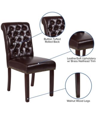2 Pk Upholstered Rolled Back Parson'S Chair With Nailhead Trim & Finished Frame With Plastic Floor Glides