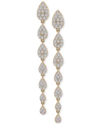 Diamond Cluster Linear Drop Earrings (1 ct. t.w.) in 14k Gold or 14k White Gold, Created for Macy's