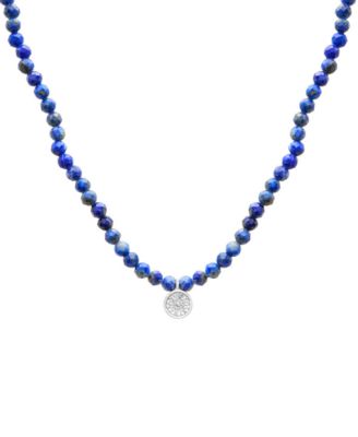Macy's - Black Spinel & Diamond Accent Beaded 17" Pendant Necklace in Sterling Silver (Also in Turquoise, Lapis Lazuli, & Jade)