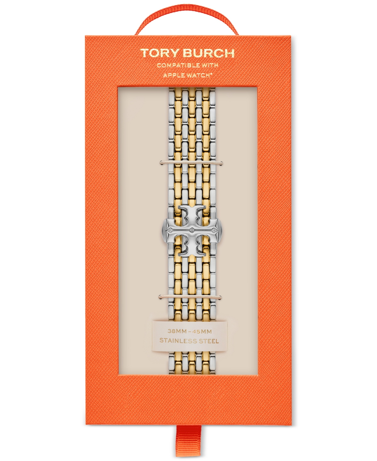 Tory Burch Two-tone Stainless Steel Bracelet For Apple Watch 38mm-45mm In Silver