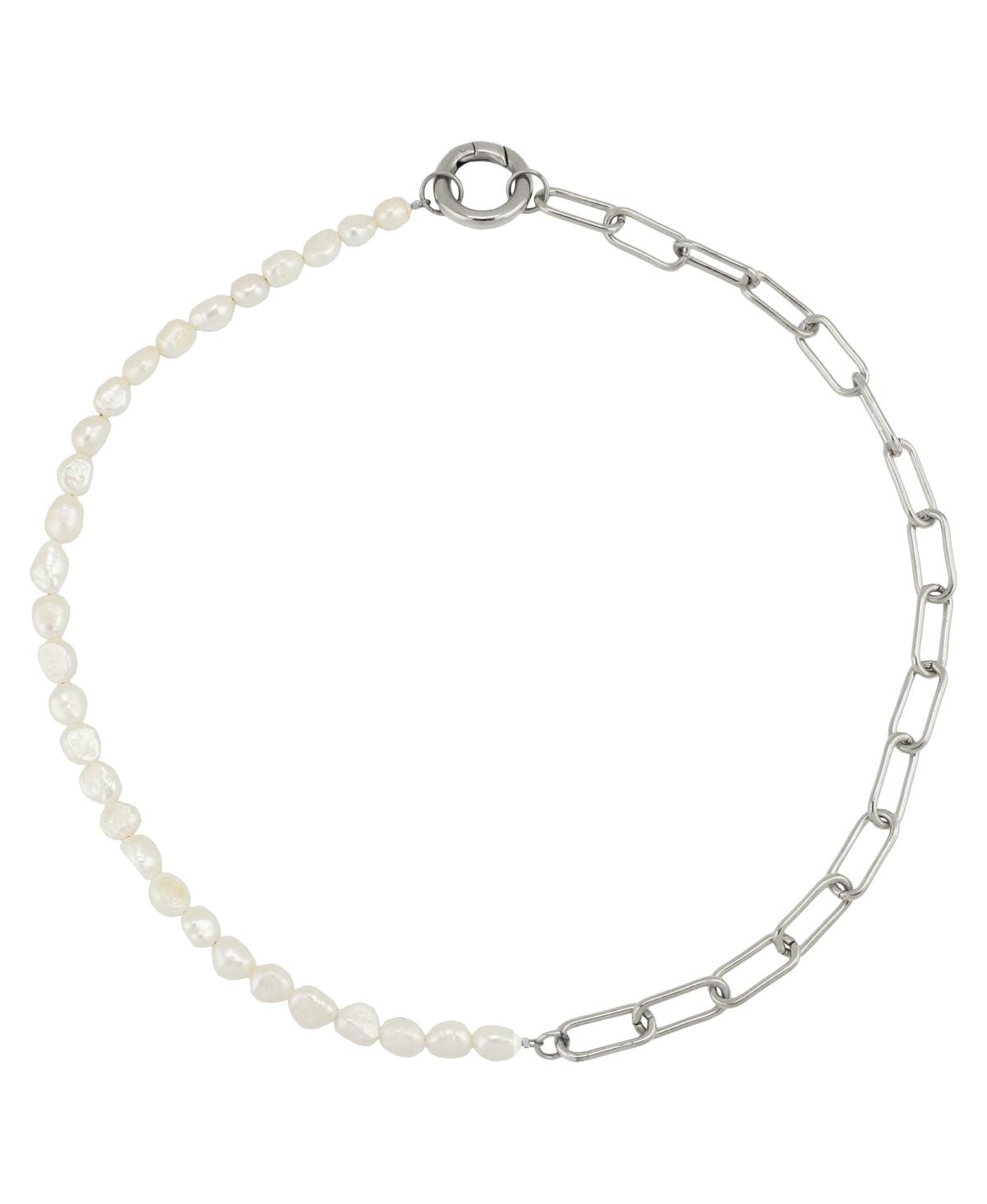 Ronnie Half Chain And Pearl Necklace - Silver
