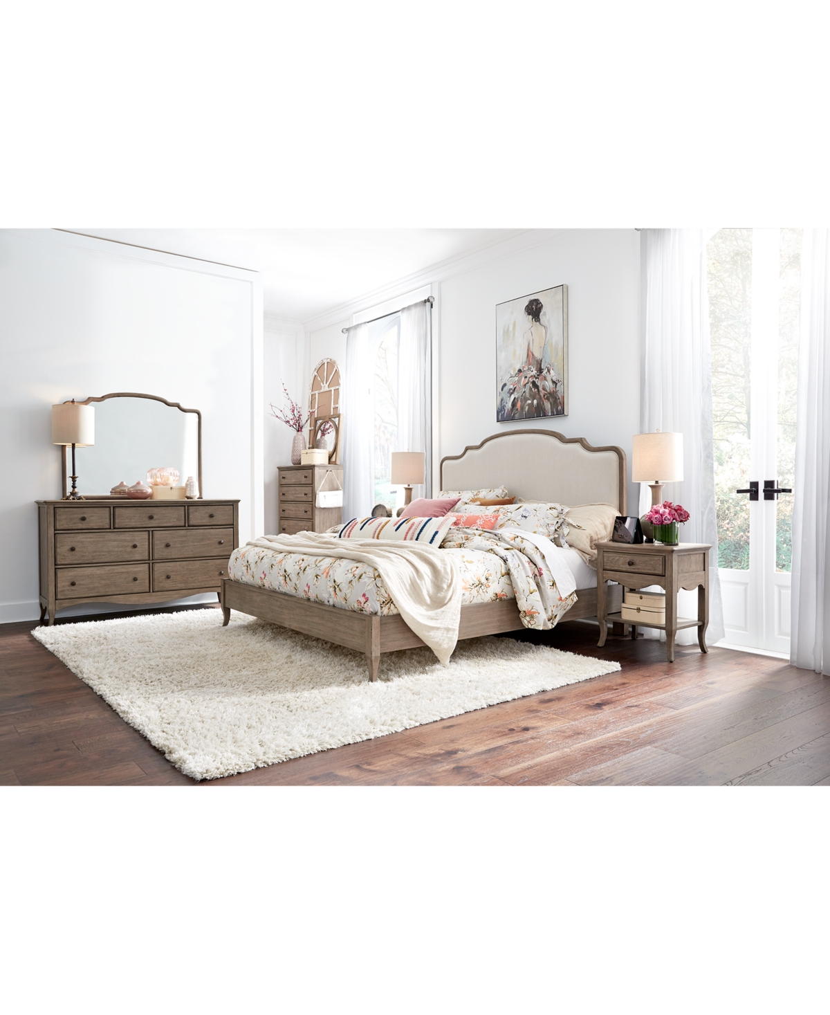 Macy's Provence Upholstered King Bed 3-pc. Set (bed, Nightstand & Dresser) In No Color