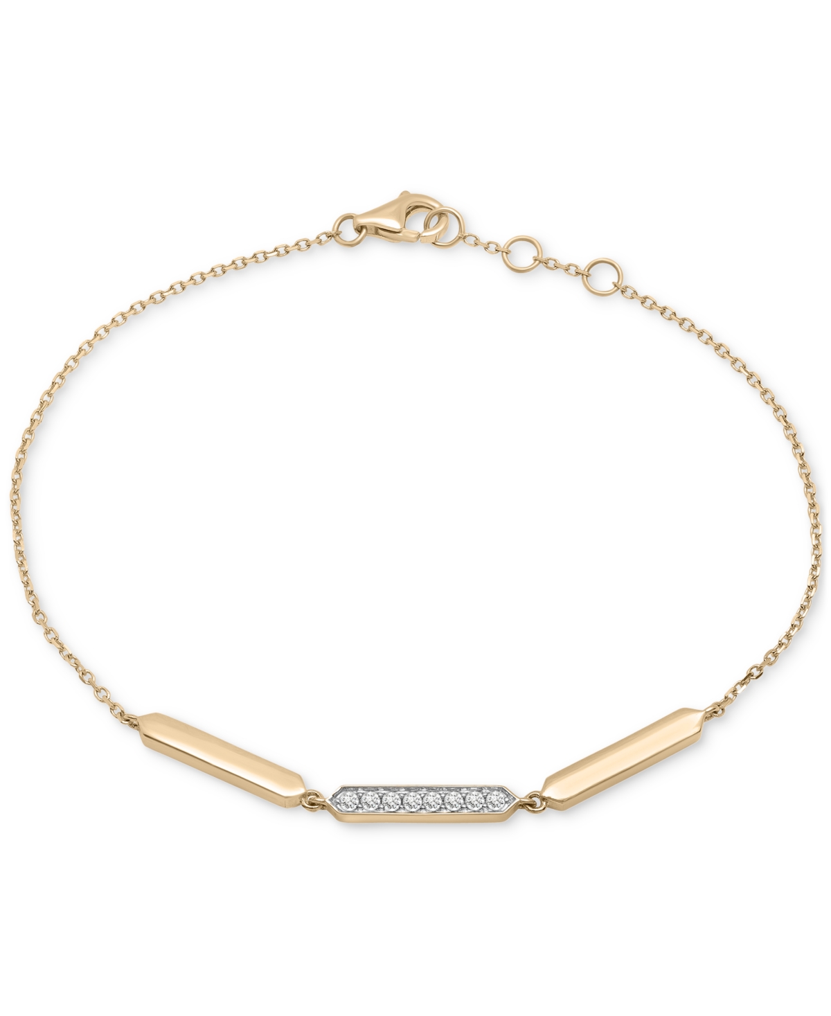 Diamond & Polished Bar Bracelet (1/10 ct. t.w.) in 14k Gold, Created for Macy's - Yellow Gold