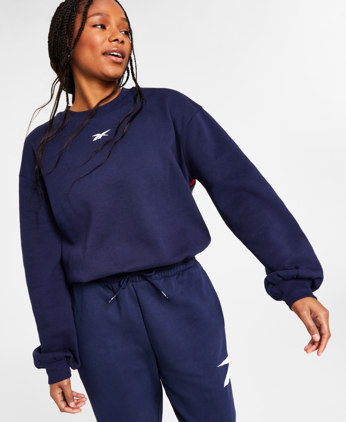 Reebok Women's Back Vector Fleece Sweatshirt, A Macy's Exclusive In Vector Navy