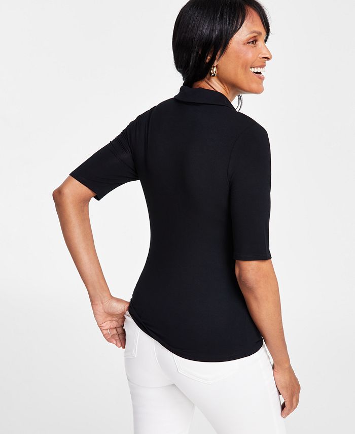 INC International Concepts Women's Twist Front Butto Up Top White Size Petite X-Large