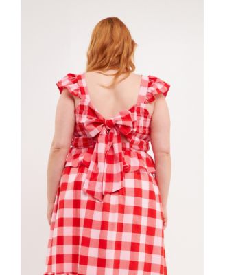 Plus Size Gingham Smocked Top