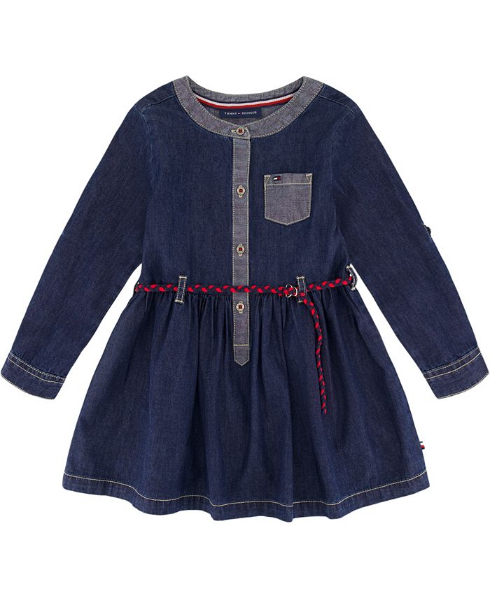 Tommy Hilfiger Toddler Girls 1 Piece Mandarin Collar Denim Shirt Dress ...