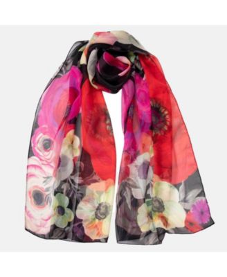 Elizabetta Italian Silk Georgette Scarf - Lavender Floral