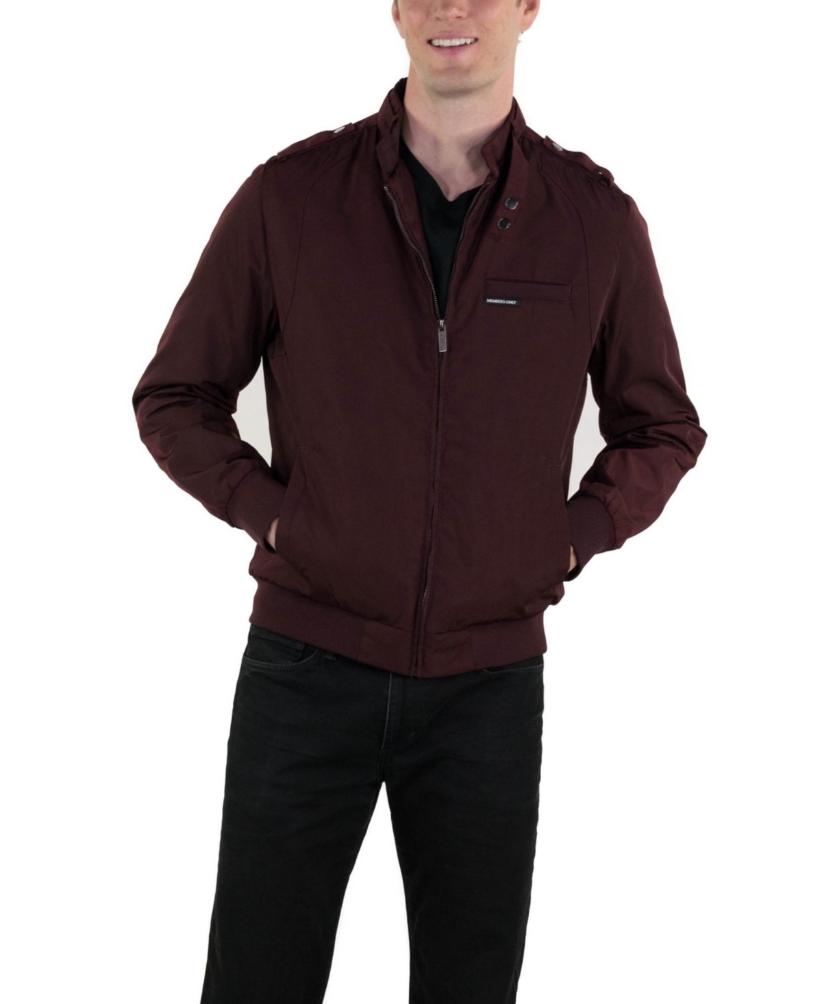 Men's Heavy Iconic Racer Quilted Lining Jacket (Slim Fit) - Burgundy