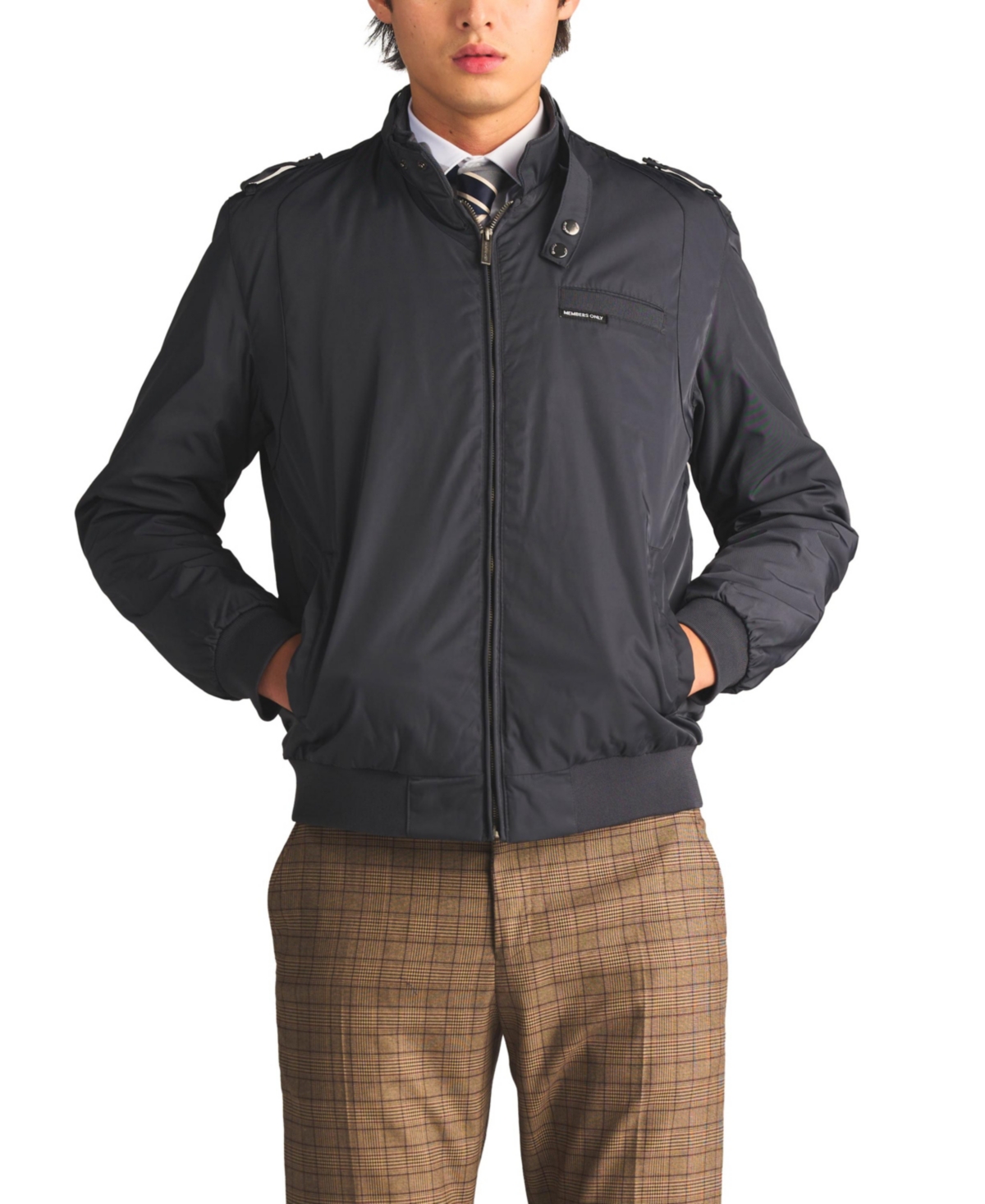 Men's Heavy Iconic Racer Quilted Lining Jacket (Slim Fit) - Charcoal