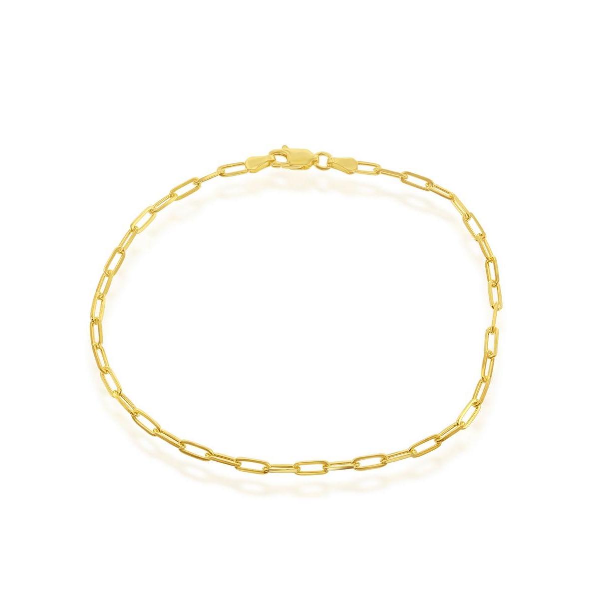 Simona Sterling Silver 2.8mm Paper Clip Anklet - Gold Plated