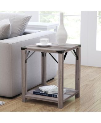 Green River Modern Farmhouse Engineered Wood End Table And Powder Coated Steel Accents