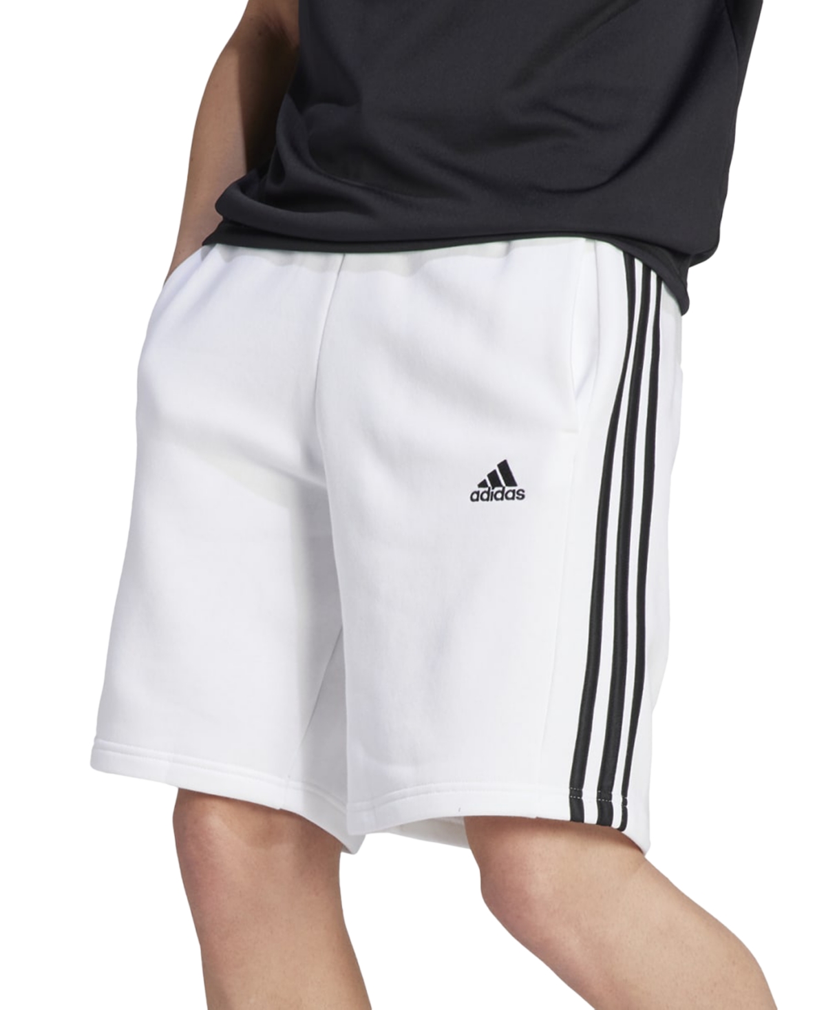 Shop Adidas Originals Men's 3-stripes 10" Fleece Shorts In White,blk