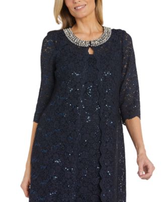 R & M Richards Women's 2-Pc. Sequined Beaded Duster Jacket & Sequined ...