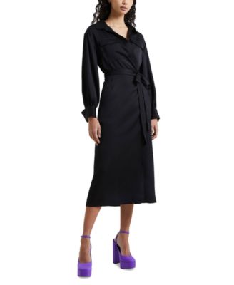 French Connection - Women's Harlow Satin Wrap Shirtdress