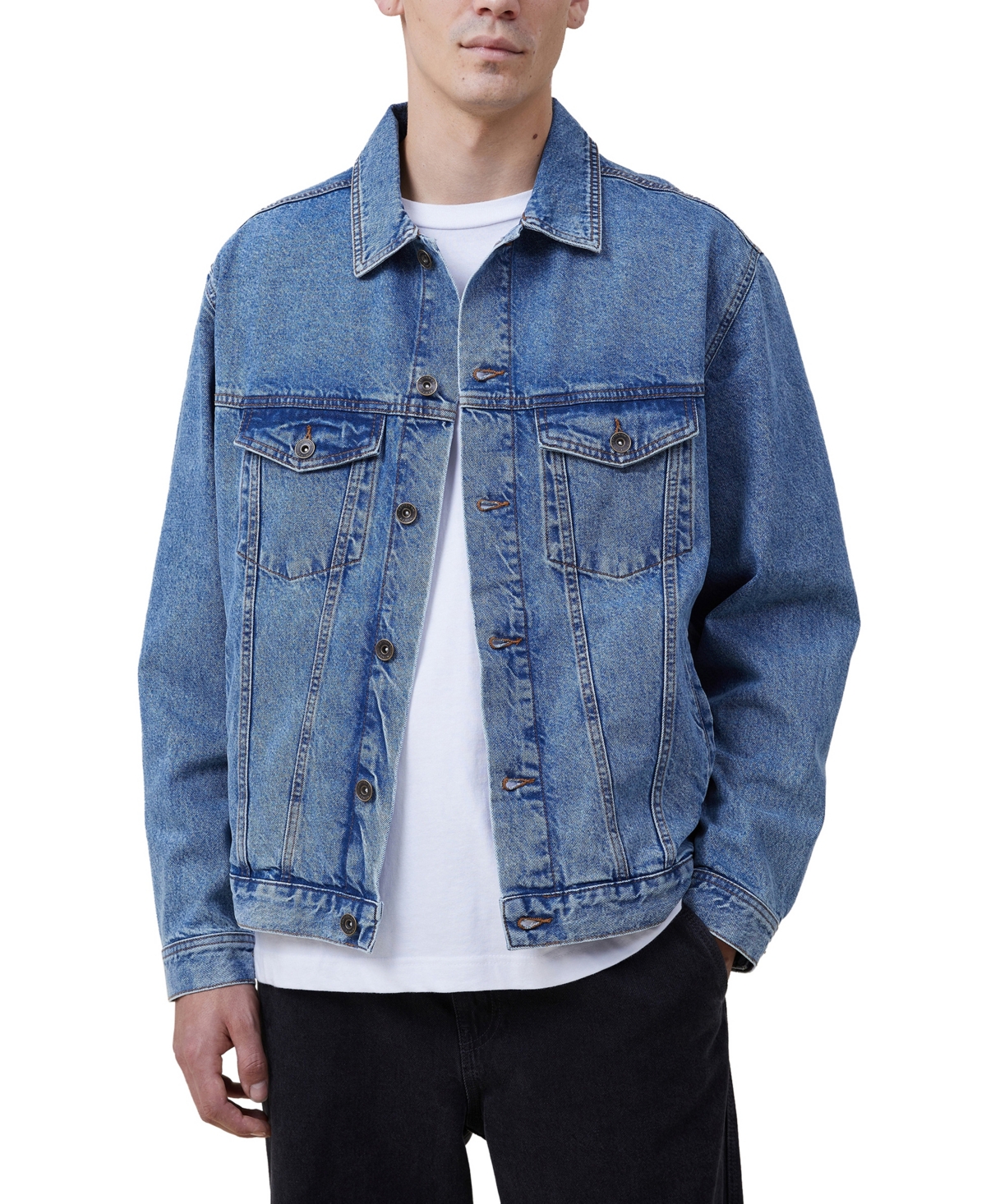 Cotton On Men's Seattle Trucker Jacket In S Blue Denim