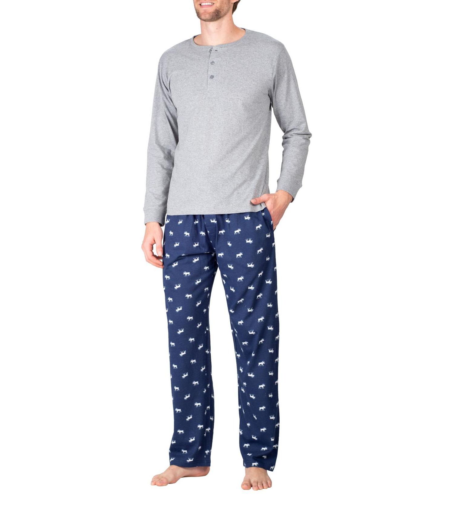 Sleep Hero Men's Henley Neck Knit Pajama Set