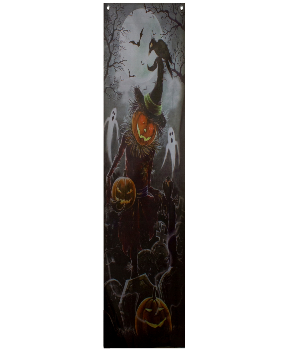 Northlight 70.75" Scary Jack-o'-lantern In Graveyard Halloween Door Decoration In Black