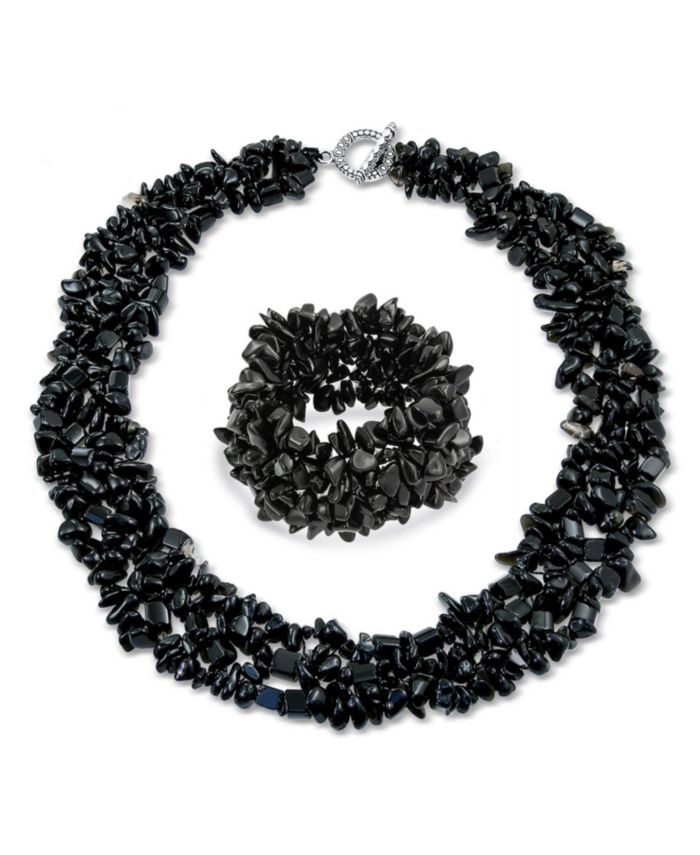 Bling Jewelry Large Natural Stones Cluster Multi Strand Collar Necklace
