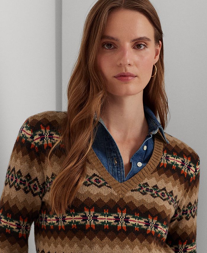 Lauren Ralph Lauren Women's Fair Isle VNeck Sweater Macy's