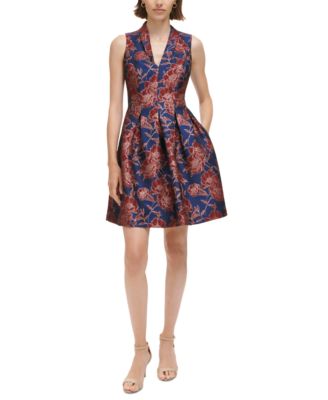 Vince Camuto Petite Sleeveless Floral Jacquard Dress Macy's