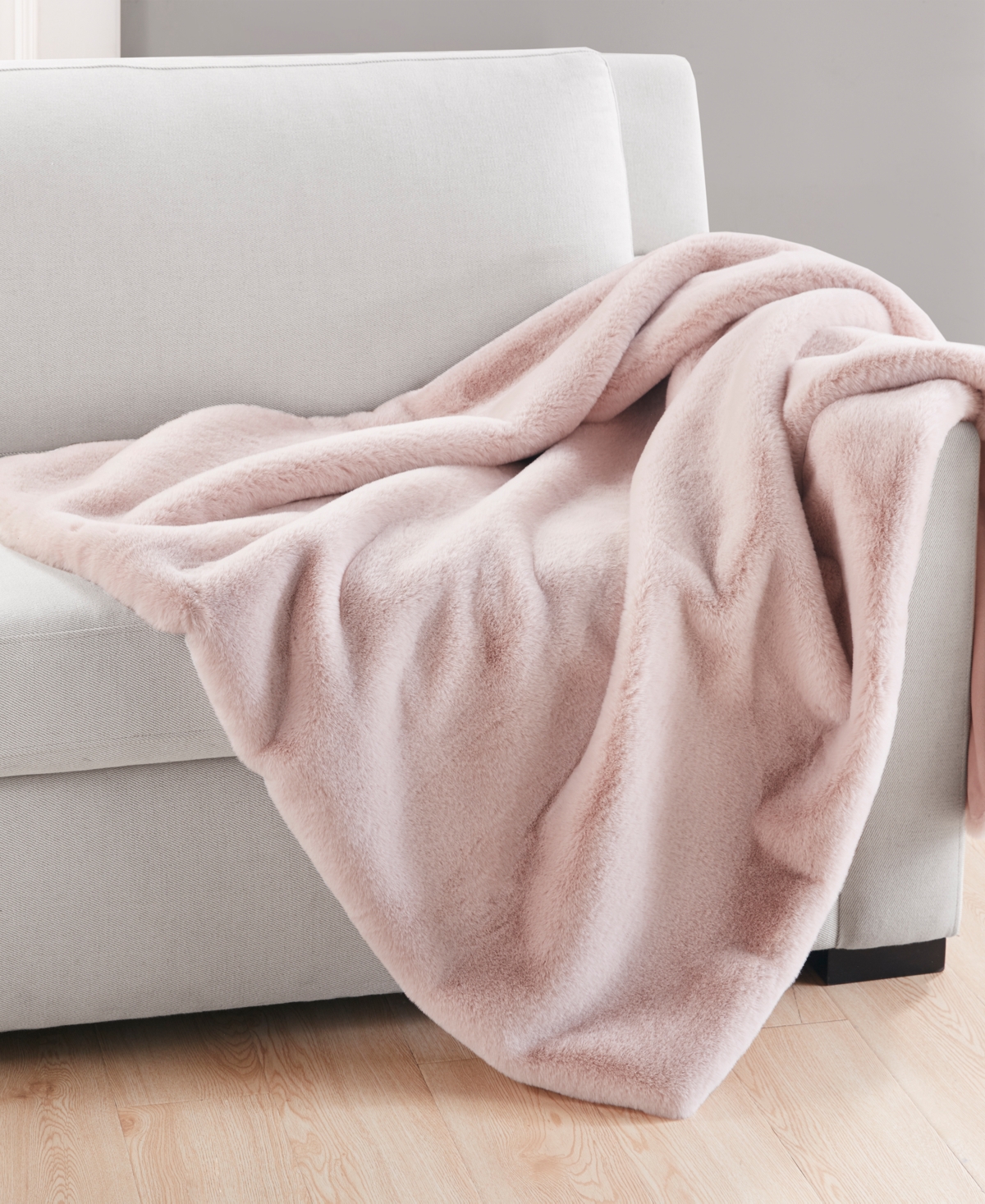 Charter Club Plush Faux Fur Throw, 50" X 60", Created For Macy's In Dusty Rose