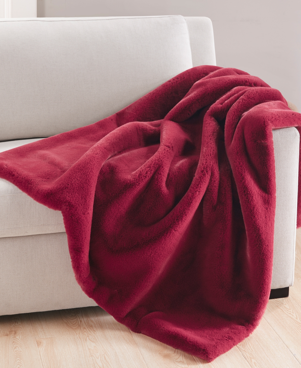 Charter Club Plush Faux Fur Throw, 50" X 60", Created For Macy's In Pomegranate