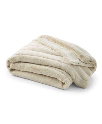 Channeled Faux Fur Throw, 50" x 60", Exclusively at Macy’s