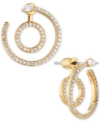 AJOA - Gold-Tone Cubic Zirconia Front Back Circle Drop Earrings