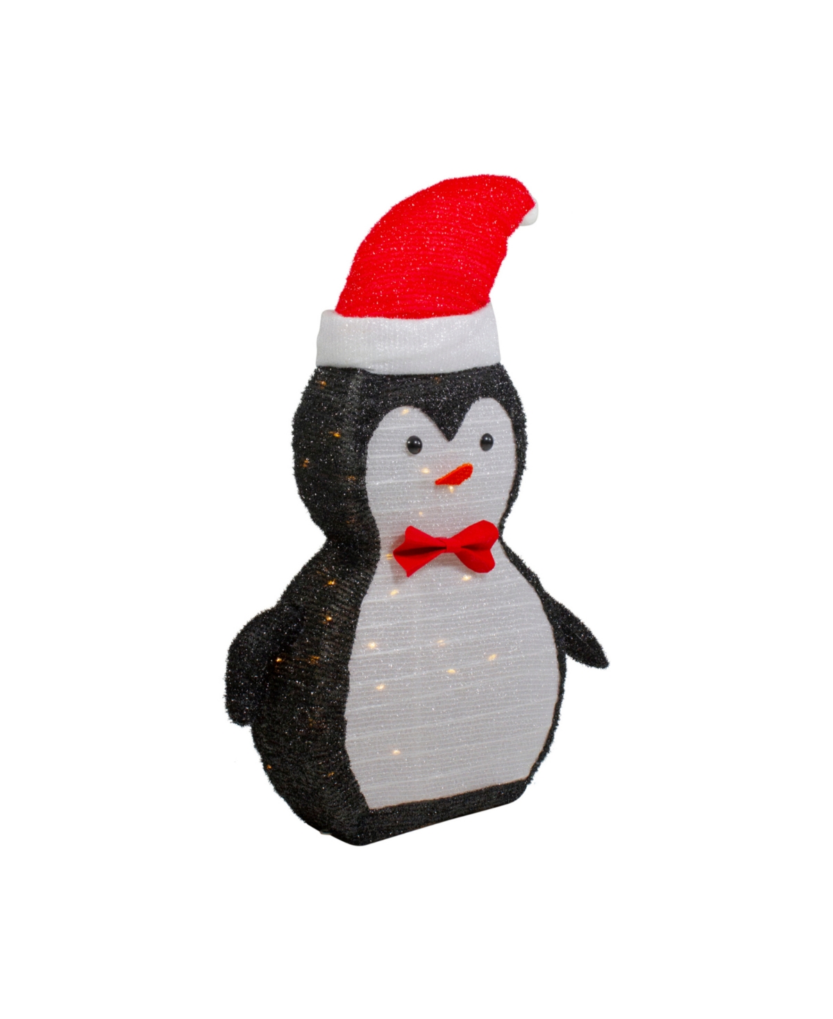 Led Lighted Tinsel Penguin in Santa Hat Outdoor Christmas Decoration