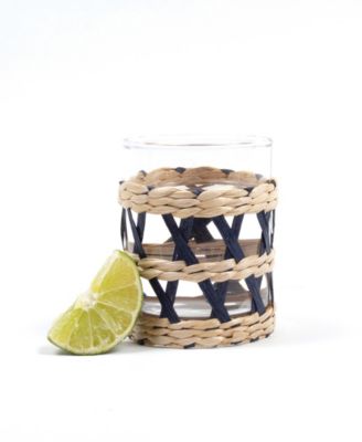 Glass Rattan Old Fashion, 4 Piece Set