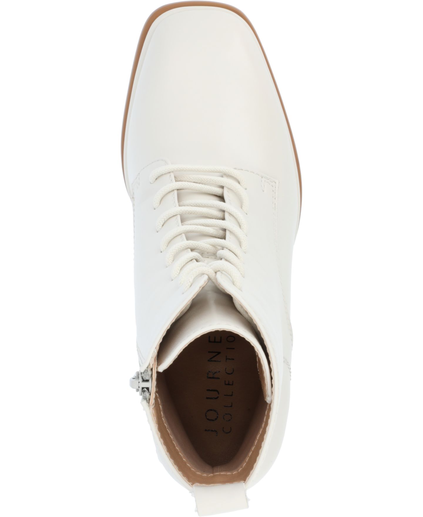 Женские ботинки Journee Collection Kalindi Lace Up Block Heel, цвет: Костяной — фото 4