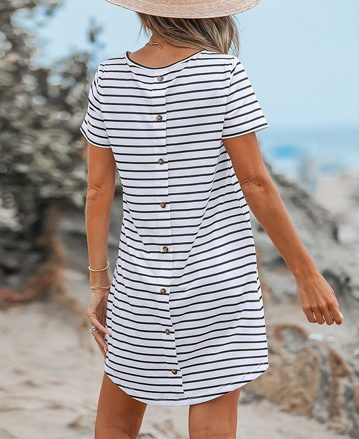 CUPSHE Women's Striped Mini TShirt Cover Up Dress Macy's