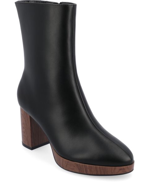 Женские ботинки Journee Collection Romer Platform Block Heel, цвет: Чёрный