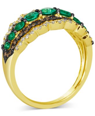Costa Smeralda Emeralds (3/4 ct. t.w.) & Diamond (5/8 ct. t.w.) Scalloped Edge Ring in 14k Gold
