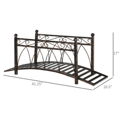 3.3' Metal Arch Zen Garden Bridg with Safety Siderails,