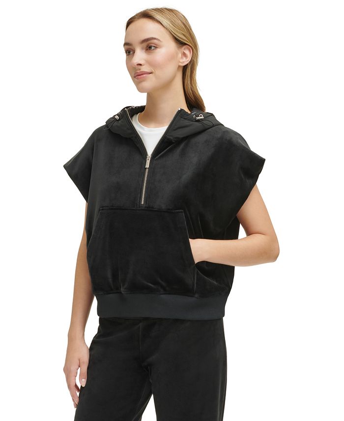 Calvin Klein Women's Hooded Velour Poncho Sweatshirt - Macy's