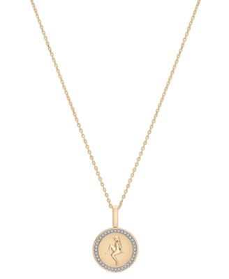 Audrey by Aurate - Diamond Virgo Disc 18" Pendant Necklace (1/10 ct. t.w.) in Gold Vermeil
