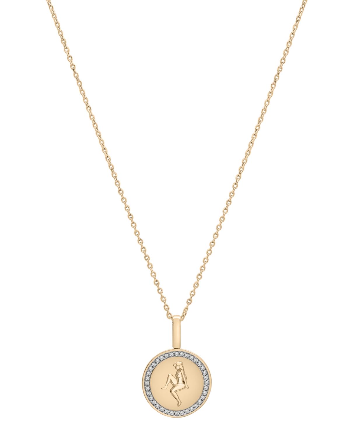 Diamond Virgo Disc 18" Pendant Necklace (1/10 ct. t.w.) in Gold Vermeil, Created for Macy's - Gold Vermeil