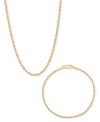 Macy's - 2-Pc. Set Polished Rope Link Collar Necklace & Matching Bracelet