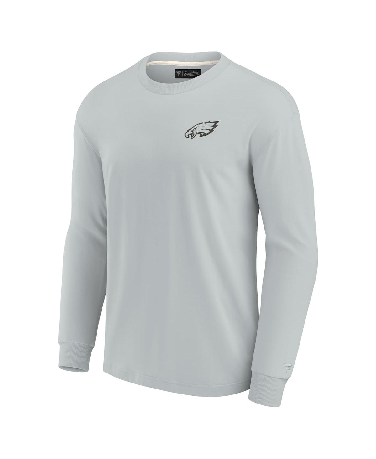 Shop Fanatics Signature Men's And Women's  Gray Philadelphia Eagles Super Soft Long Sleeve T-shirt